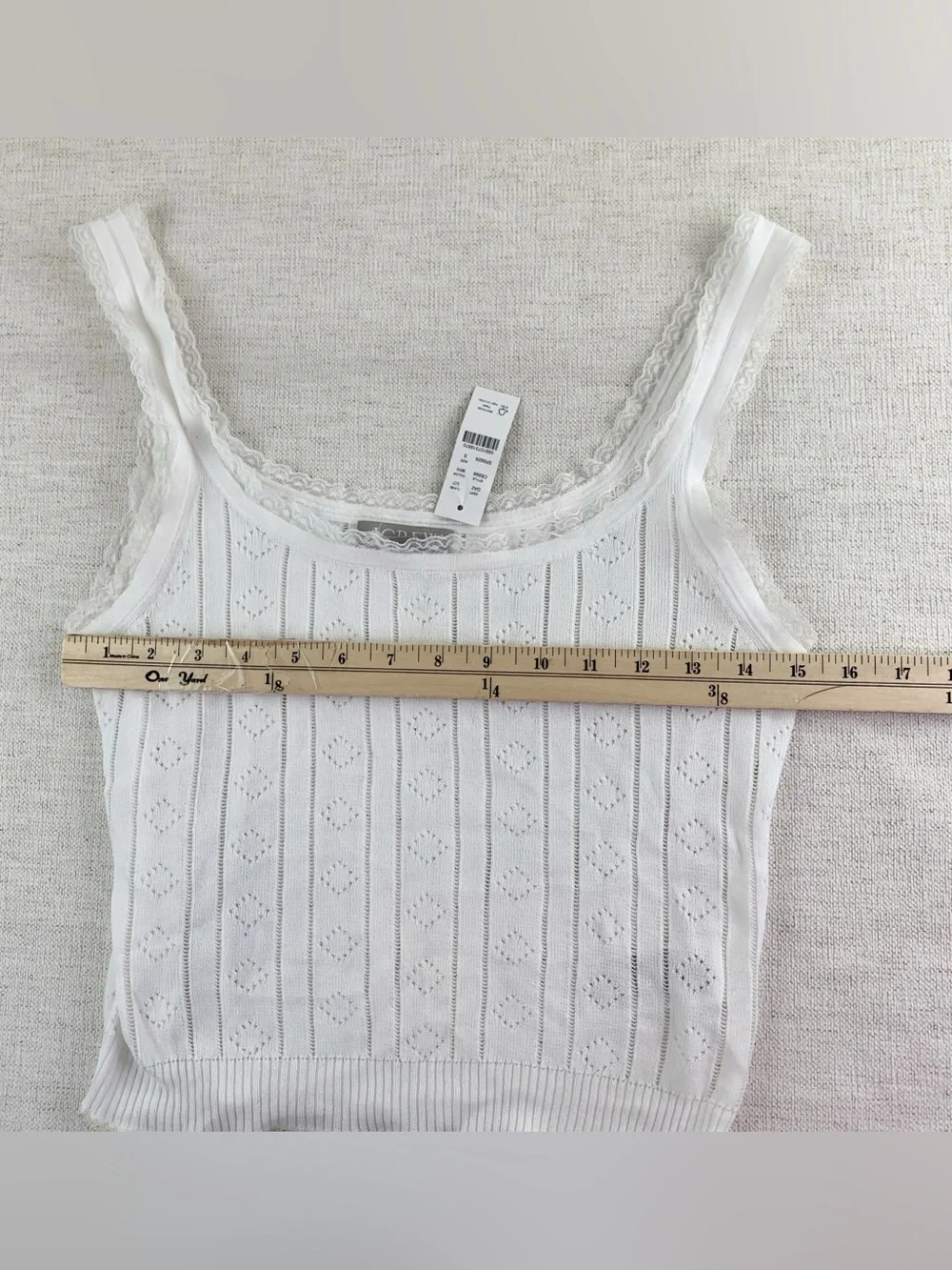 J Crew New Pointelle sweater-tank in premium ultrafine cotton lace trim white